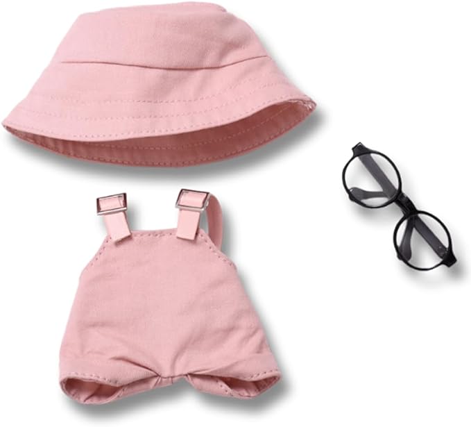3 Set 17 cm Doll Clothes - 6.7 Inches Cute Dolls Dress - Premium Fashion Accessories, Doll Clothes+Overalls+Glasses Style Bundle,Gifts for Lovers (Style-A)