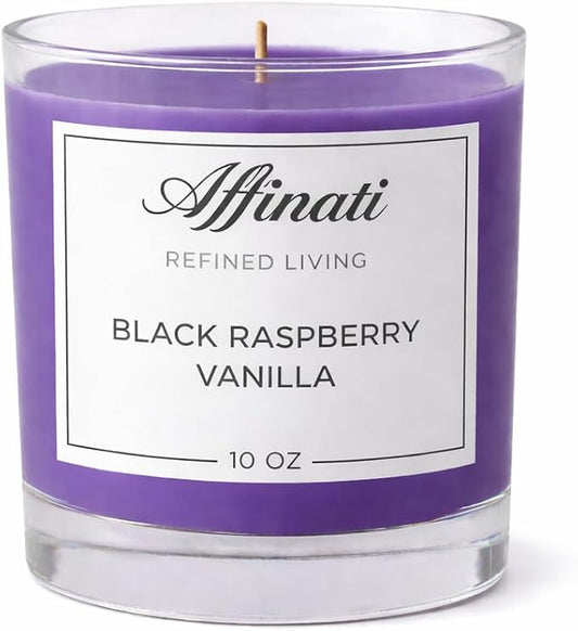 Black Raspberry Vanilla Affinati 10 oz Scented Candle for Home – Long Lasting Fruity Soy Blend Candle with Wooden Wick, Strong Scent Throw Glass Jar Candles, Premium Clean Burning Aromatherapy Gifts