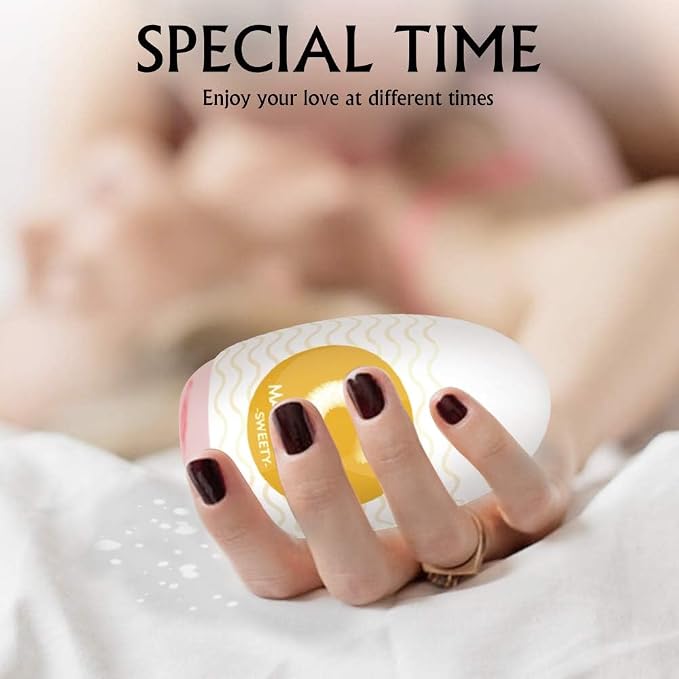 Portable Male Masturbator Egg - 3D Realistic Textured Vagina Stroker, Ultra Soft Stretchable TPE Pocket Pussy, Reusable Adult Sex Toy for Men with Discreet Packaging (Yellow)