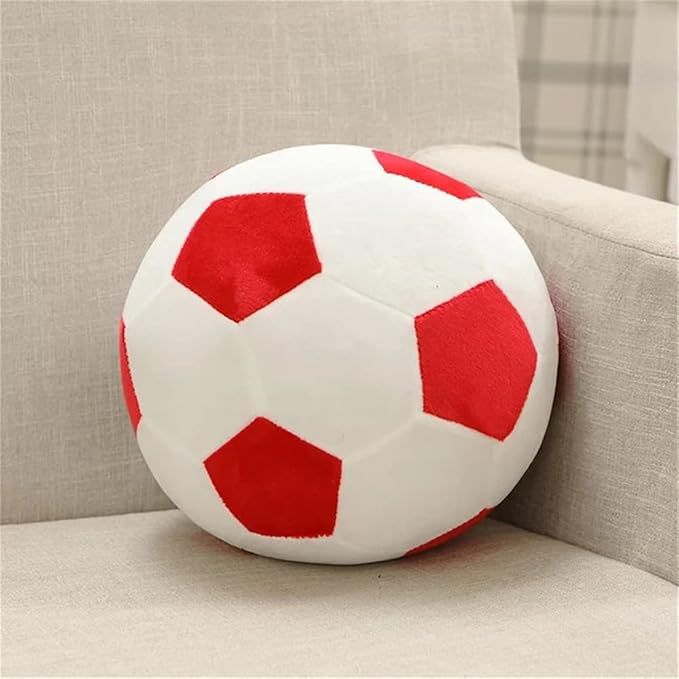 Plush Soccer Balls - Fluffy Stuffed Toy Soccer Ball Plush Pillow Soft Durable Stuff Soccerball Gift for Kids Boy Baby (Red - White,11.8inch/30cm)
