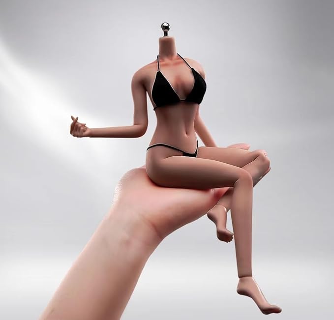 1/6 Scale Female Action Figure Body, 12 inches Seamless Action Figure Body, Super Realistic Female Figure Model, Soft & Flexible Action Figure Body with Detachable Hand Gesture Shapes (Copper Skin)