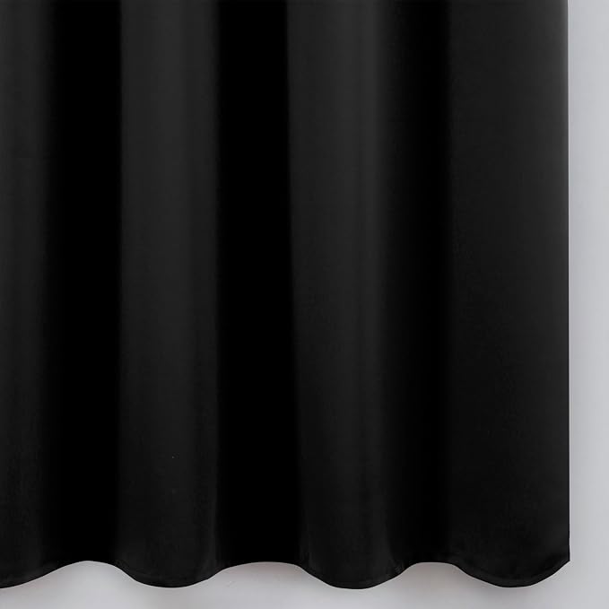 LEMOMO Blackout Curtains 66 x 54 Inch Long Black Curtains Set of 2 Panels Room Darkening Curtains for Bedroom and Living Room