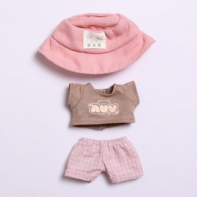 Clothes for 17cm Doll Overalls&hat Clothes Accessories(No Doll), Cute Outfit Suitable for 6.69inch (17cm) Doll Soft Cotton Clothing Replacement