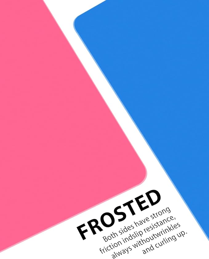 Silicone Mat Large, IKOCO 23.6"x15.7" Silicone Craft Mat for Playdough and Nonstick Resin Molds Sheets for Crafts, Paint, Clay, Blue and Rose Red