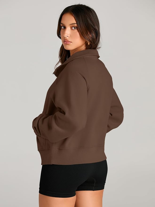 AUTOMET Womens Sweatshirts Half Zip Fleece Pullover Fall Outfits | Fall Fashion Clothes 2026,Cropped Sweatshirts,Cute Y2k Tops,Quarter Zipper Sweater,Winter Loungwear Outfits