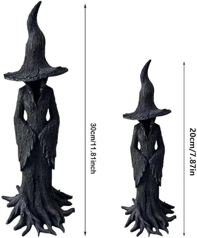 Cracker Barrel Tree Witch Statue – Halloween Resin Figurine | Retro Magician Decor | Dark Fantasy Ornament | Nib Festival Collectible (Witch 11in)