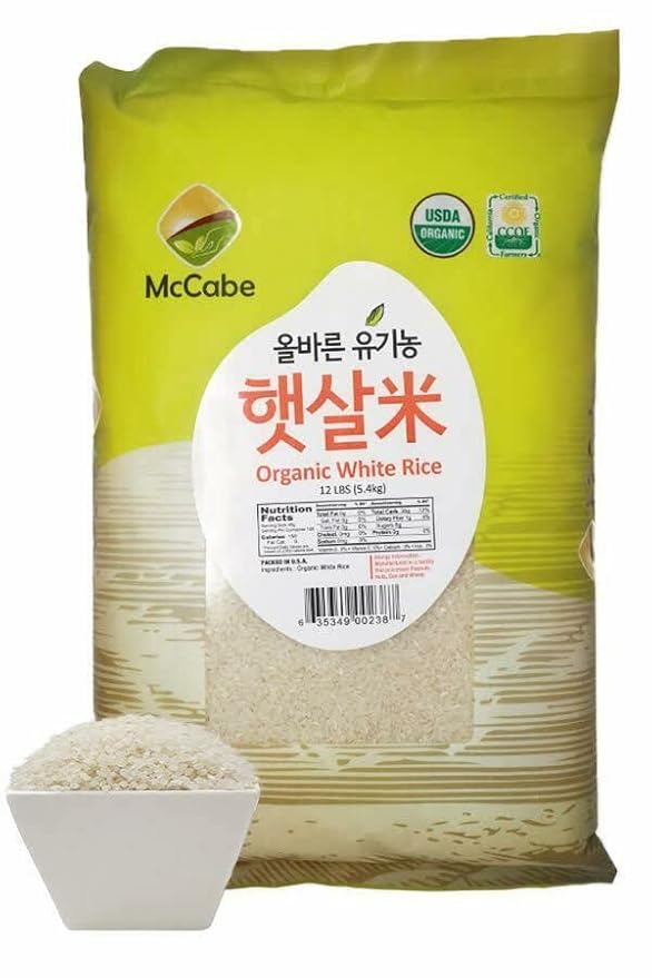 McCabe Organic White Rice - 12 Lbs Pack of 2 | Rich in Fibers & Minerals | USDA Certified and CCOF Certified | Organic Rice White | Product of USA
