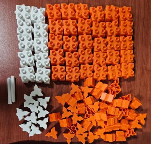 STEM Toys for Kids Ages 3 Bright | Educational Building Blocks Set | 102-Piece BPA-Free Plastic | Enhances Creativity & Fine Motor Skills | Includes Instruction Booklet - Orange
