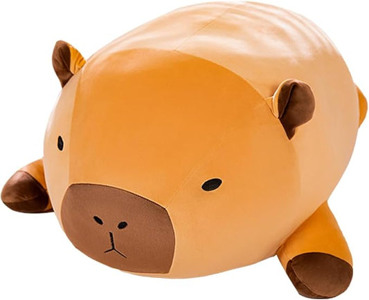 ELAINREN Super Fluffy Capybara Stuffed Pillow Ultra-Soft Brown Capybara Plush Hugging Pillow Adorable Guinea Pig Shape Plushie Cushion Decor Gifts/23.6''