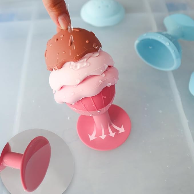 Bath Toys, Silicone Ice Cream Stacking Toy, Baby Bath Toy, Connect, Build, Create - Bathtub Toys
