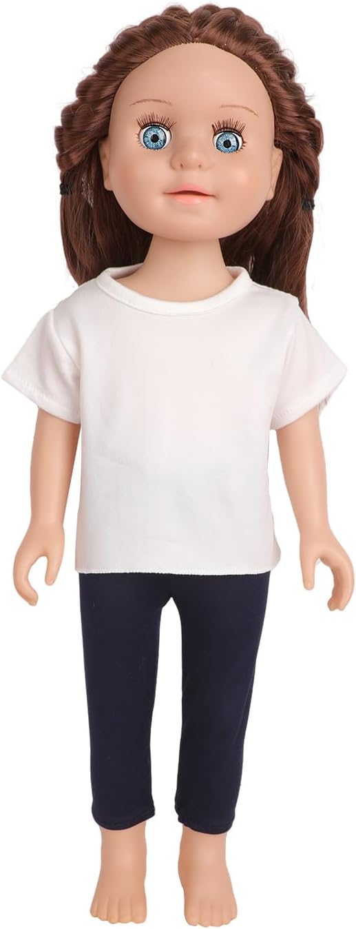 5-Piece Plain White T-Shirts for 17-18 Inch Dolls | DIY Customizable Doll Tees