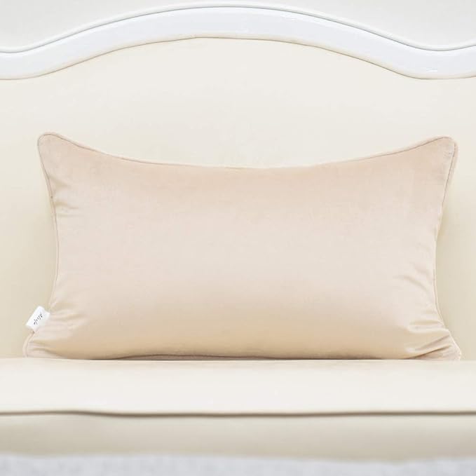 Alerfa 12 x 20 Inch Beige Rectangle Maple Leaf Pillow Embroidery Cut Velvet Cushion Case Luxury Modern Lumbar Throw Pillow Cover Decorative Pillow for Couch Sofa Living Room Bedroom Car
