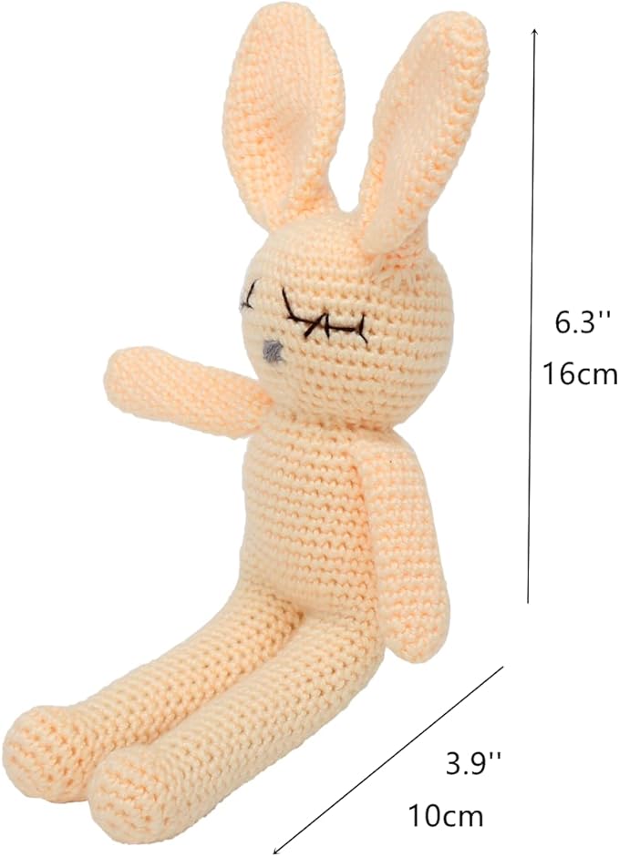 Moni's Choice Stuffed Plush Baby Crochet Bunny Rabbit Easter Gifts Handmade Stuffed Animal Hand-Knit Doll Granddaughter Grandson Lovey Sleep Toy Newborn (Cream)