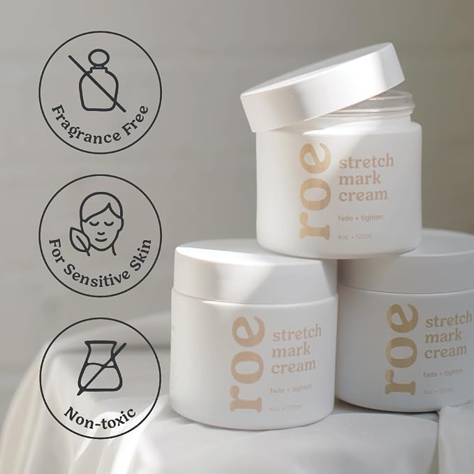 Roe Wellness- Stretch Mark Cream for Pregnancy & Prevention | Great For Moms W/ Sensitive Skin | Plant-Based Hydration, Increases Skin Elasticity and Firmness (Stretch Mark Cream)