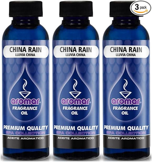 AROMAR Premium Fragrance Oil, Pack of 3 Rain Mist (China Rain) 2oz. Bottles. Long Lasting Aromatic Scent, Fresh and Revitalizing Aromatherapy for Living Room, Bedroom, and Kitchen