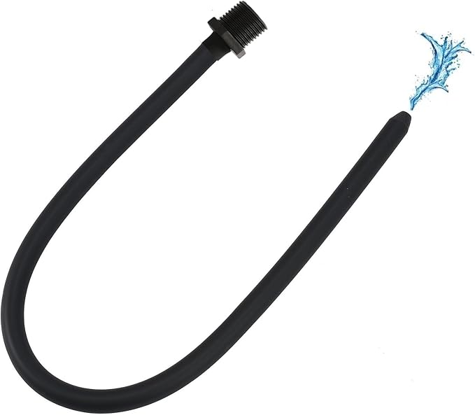 Silicone Nozzle Enema Attachment Reusable Douche Black Hose Nozzle (9.8 in)