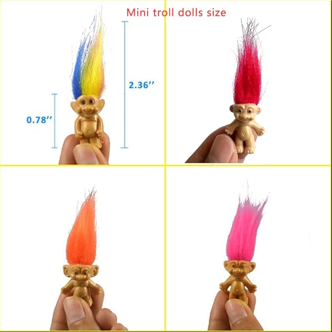 Yintlilocn 50PCS Mini Troll Dolls, PVC Vintage Troll Doll Mini Action Figures 1.2" Cake Toppers Chromatic Adorable Cute Little Guys Collection, School Project, Arts Crafts, Party Favors