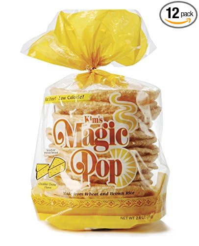 Kim's Magic Pop Cheddar Cheese Flavor 12-Pack: Freshly Popped Rice Cakes, Healthy Grain Snack, 0 Weight Watchers Point