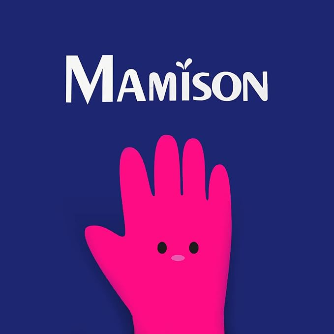 Mamison Kitchen Rubber Gloves New Band, 1 Pair, Large, Made in Korea | Korean natural latex, long cuff, thick and durable, textured non-slip grip, for dishwashing and kitchen cleaning