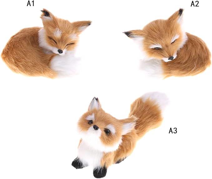 GUDVES Simulation Brown Fox Toy Furs Squatting Fox Model Home Decoration Animals World with Static Action Figures (Fox Toy)