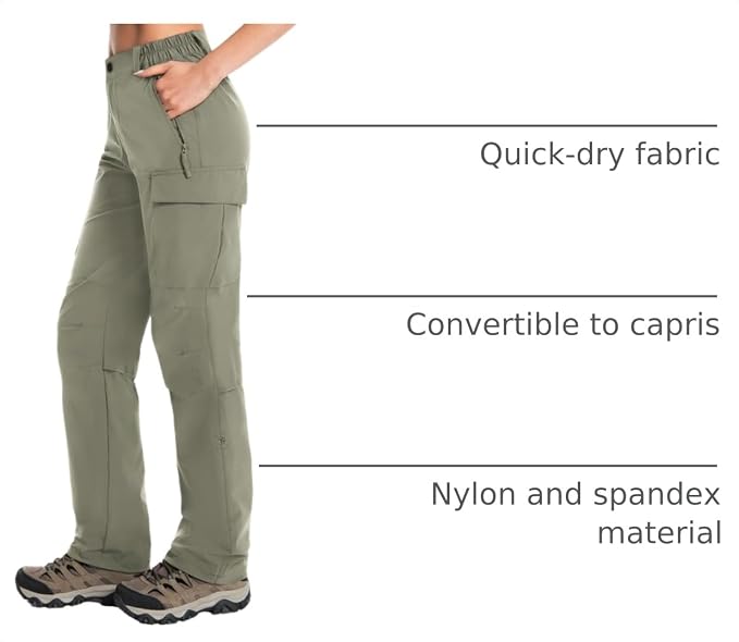 Moosehill Women's Hiking Pants Lightweight Quick Dry Water Resistant Cargo Travel Work Summer Pants for All Seasons