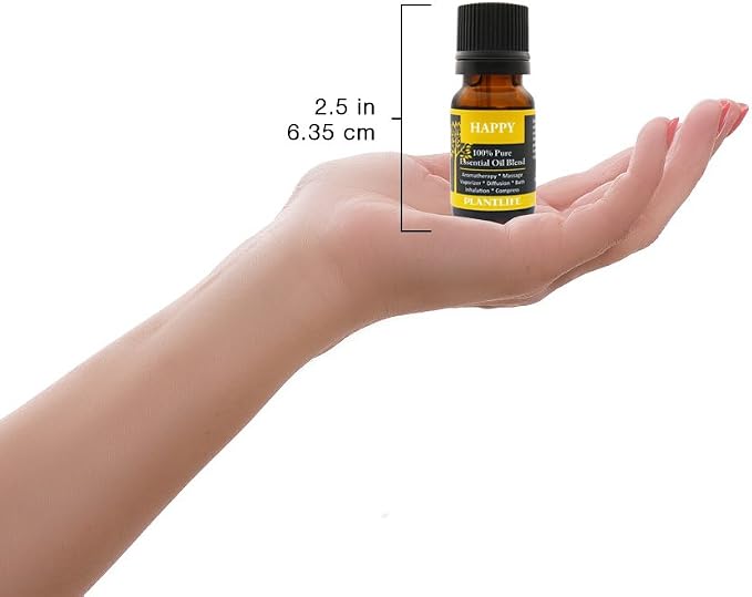 Plantlife Happy Aromatherapy Essential Oil Blend - Straight from The Plant 100% Pure Therapeutic Grade - No Additives or Fillers - Made in California 10 ml