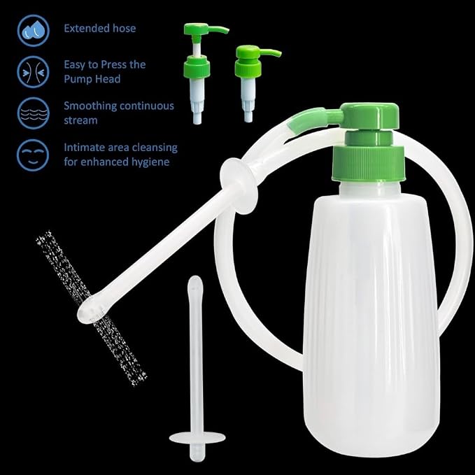 Multifunctional Intimate Cleaner 350ML - Enema Kit & Vaginal Irrigator with Travel Bag, BPA-Free Pump Sprayer for Personal Cleansing, Leak-Proof & Easy-Press Design (350ML+1Nozzle)
