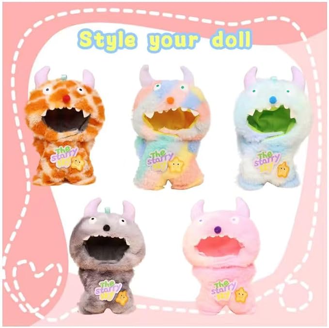Clothes for labubu Doll 17cm Accessories Suit Cute Clothes for Doll Dress up Monster Style Outfits（Pink）