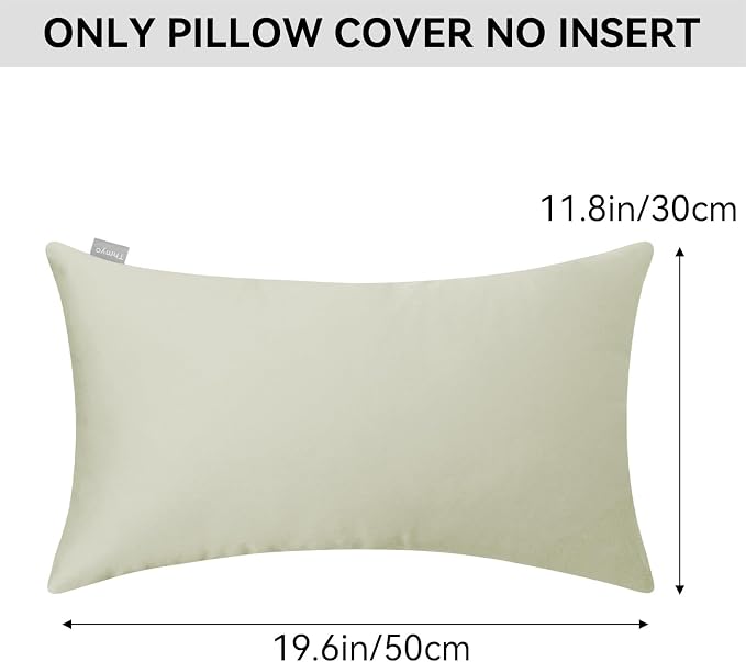 Thmyo 4-Pack 100% Cotton Christmas/Halloween Lumbar Comfortable Solid Decorative Throw Pillow Case Rectangle Cushion Cover Pillowcase Blank Pillow Covers DIY Throw Pillowcase(12x20inch/30x50cm,Beige)