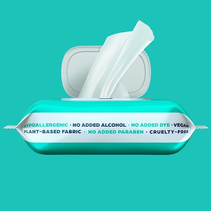 Afterparty Love Wipes - Oversized Flushable Wipes For Adults with Organic Aloe, Cucumber Extract, Oat Kernel Extract, & Vitamin E - Vegan, Plant Based, pH Balance for Women