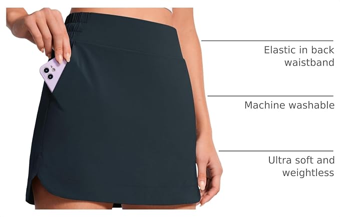 CRZ YOGA High Waisted Dolphin Golf Skirt | Built-in Shorts with Pockets, Quick-dry, Tennis, A Line, Mini, Skort for Women