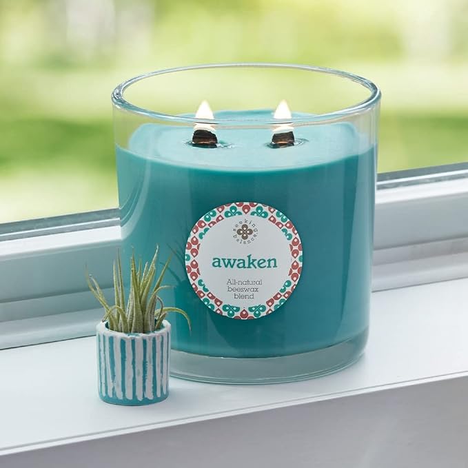 Root Candles Seeking Balance Wood Wick Spa Candle Aromatherapy Candles, 12-Ounce, Awaken: Basil & Lime