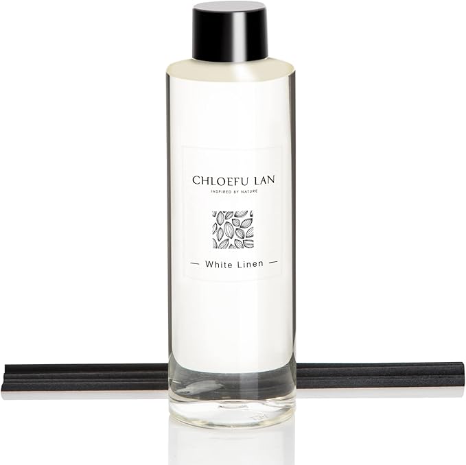 Fresh Linen Reéd Diffuser Refill 200ml/6.76 fl oz, Natural Essential Scented Oil, Best for Aromatherapy, SPA and Home, 0% Alcohol, A Fresh Clean Cotton Scent, Free Set of Sticks