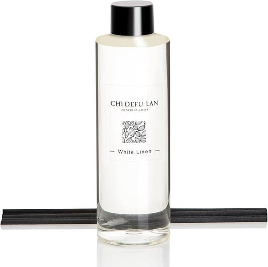Fresh Linen Reéd Diffuser Refill 200ml/6.76 fl oz, Natural Essential Scented Oil, Best for Aromatherapy, SPA and Home, 0% Alcohol, A Fresh Clean Cotton Scent, Free Set of Sticks