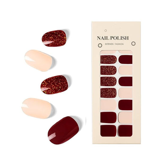 Nail Stickers 20 Pieces Full Wraps Nail Polish Strips, Self-Adhesive Gel Nail Art Decals for Women Girls