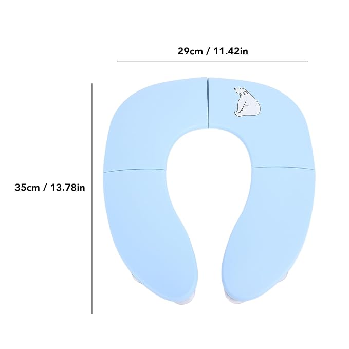 Foldable Travel Potty Seat for Toddler Portable Slip Suction Cup Toilet Training Baby Folding Potty Seat (Blue)