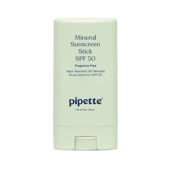 Pipette Baby Mineral Sunscreen Stick SPF 50, 0.6 oz, Water-resistant Non-nano Zinc Oxide Mineral Sunscreen, UVB/UVA Sunblock for Kids & Sensitive Skin, Travel Size Sun Protection