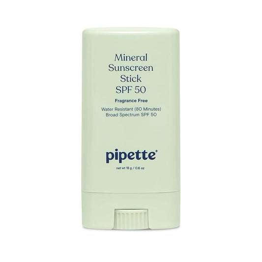 Pipette Baby Mineral Sunscreen Stick SPF 50, 0.6 oz, Water-resistant Non-nano Zinc Oxide Mineral Sunscreen, UVB/UVA Sunblock for Kids & Sensitive Skin, Travel Size Sun Protection