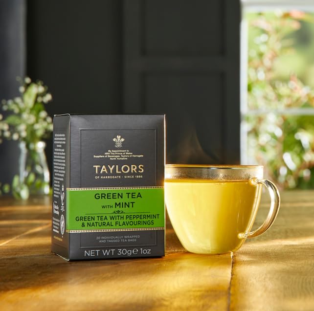 Taylors of Harrogate Green Tea Variety Pack, Individually Wrapped Bags, Jasmine, Lemon, Mint 20 Count (Pack of 3), Caffeinated, Enjoy Hot or Iced, 60 Teabags