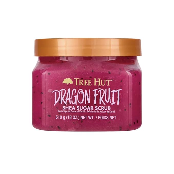 Tree Hut Dragon Fruit Shea Sugar Scrub, Exfoliating, Hydrating & Moisturizing Body Scrub with Shea Butter & Nourishing Essential Oils, Smooth & Soften Skin, 18 oz