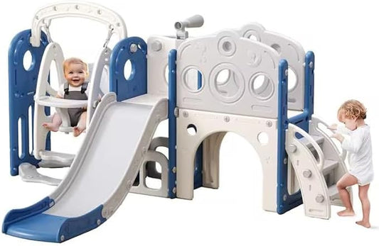 Toddler Slide and Swing Set for 1-3, 9 in 1 Kids Indoor Outdoor Playset, Baby Playground with Basketball Hoop, Telescope