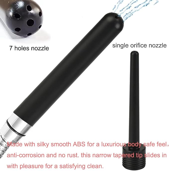 Travel Shower Enema Douche System Water Control Valve for Men and Women Portable Cleaning,Shower Douche Enema Nozzle Kit Colonic System Cleaner for Most Shower Systems Black