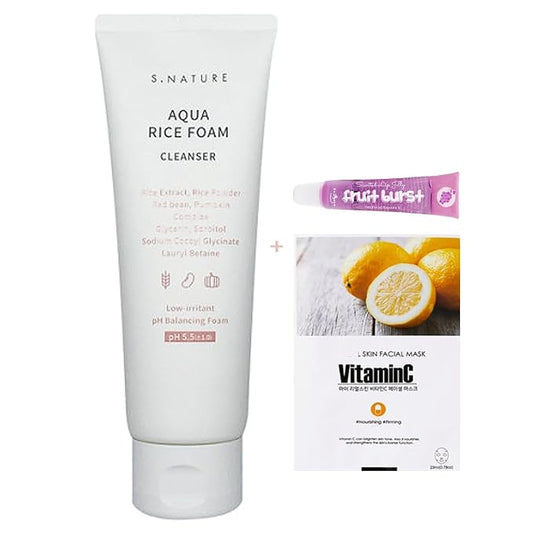 S NATURE Aqua Rice Foam Cleanser, Korean Skin Care, Korean Rice Face Wash, Made in Korea 160ml / 5.64 Fl Oz