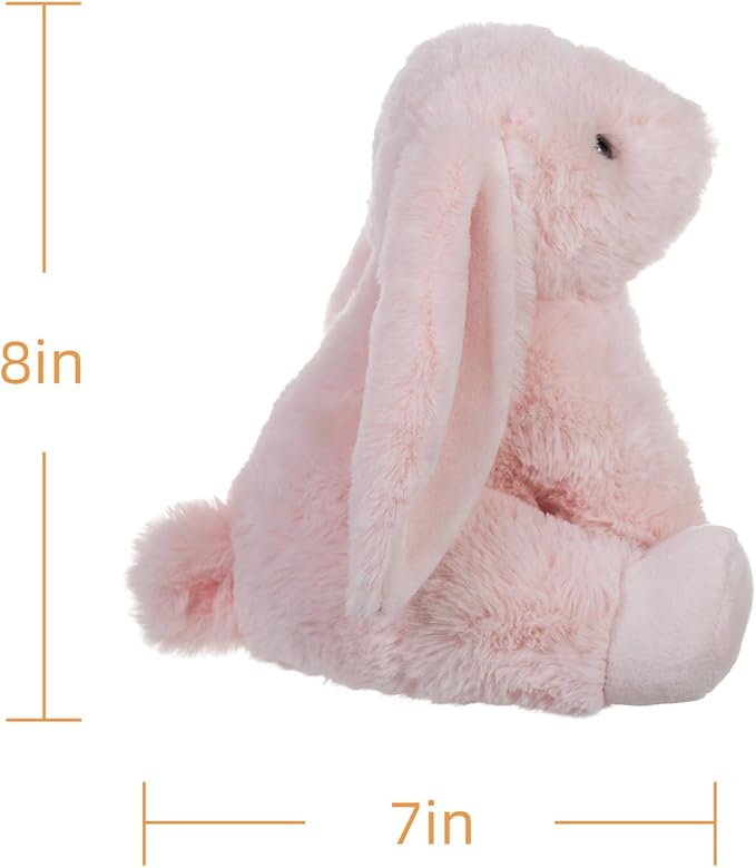 Apricot Lamb Toys Plush Indy Pink Bunny Rabbit Stuffed Animal with Fluffy Soft Ears (Indy Pink Bunny, 8 Inches)