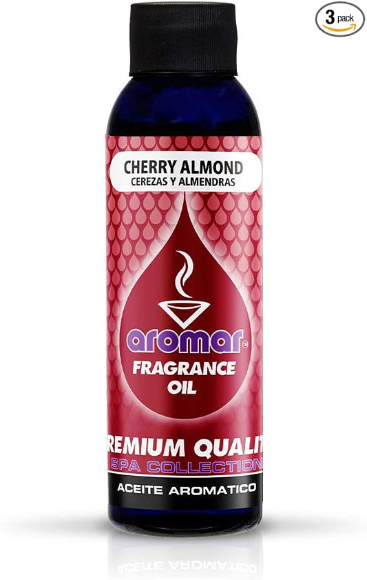 AROMAR Premium Fragrance Oil, 4oz Bottle 3 Pack Long Lasting Aromatic Scent, Fresh and Revitalizing Aromatherapy for Living Room, Bedroom, and Kitchen 12oz Cherry Almond