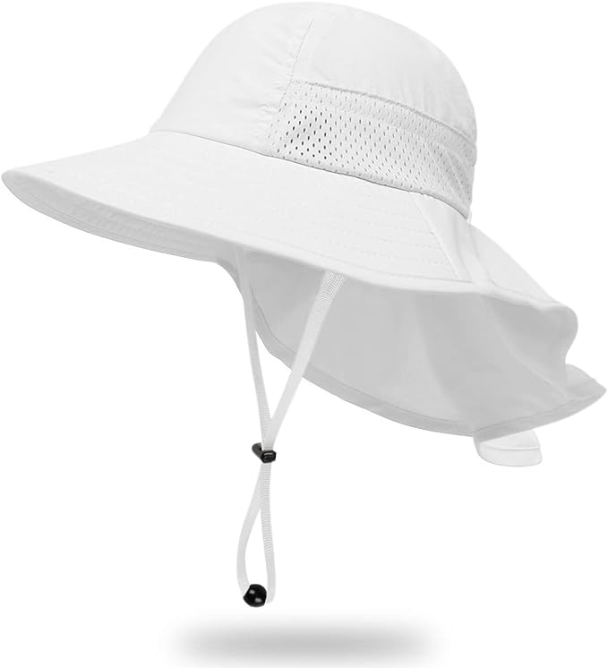 Toddler Baby Sun Hat Kids Summer Beach Essentials Adjustable Beach Hats with Bucket Wide Brim for Boys Girls Age 0-14 Years