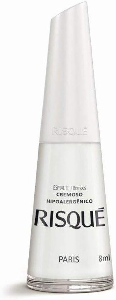 Nail Polish Risque Creamy White | Esmalte de Unhas | Fast Dry, Hypoallergenic, Long-Lasting, Extra Sparkle, Anti Allergic, Made in Brazil | Paris, 0.3 oz, 8ml