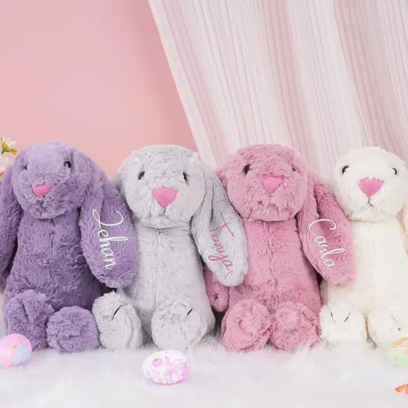Personalized Easter Bunny Custom Bunny Stuffed Animals With Child's Name Handmade Custom Plush Rabbit Toy for Girls Boys kids