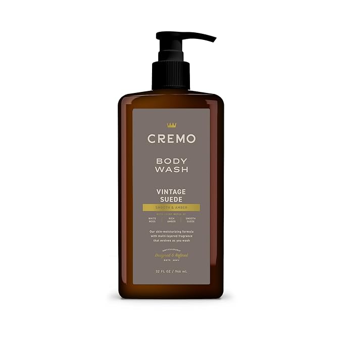 Cremo Rich-Lathering Vintage Suede Body Wash for Men, 32 Fl Oz