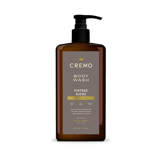 Cremo Rich-Lathering Vintage Suede Body Wash for Men, 32 Fl Oz